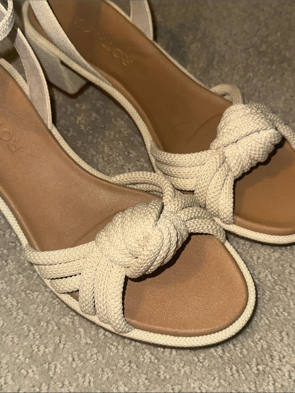 Like New! Rothy's Cream Knotted Ankle-Strap Block Heel - Picture 4 of 6